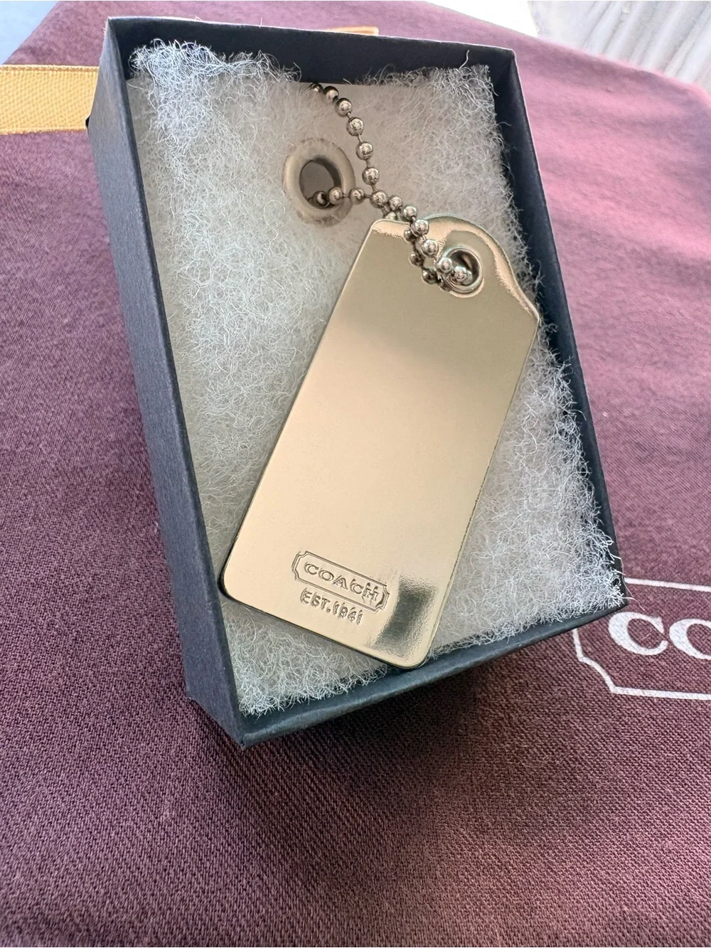 RARE Y2K Coach Solid Metal Hangtag 2.5” Chunky Nickel Bag Charm Fob Hang Tag